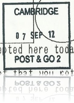 Post and Go Postmark from Cambridge Crown Office