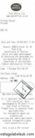 Post and Go Postmark from High Street Croydon Crown Office