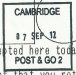 Post and Go Postmark from Cambridge Crown Office